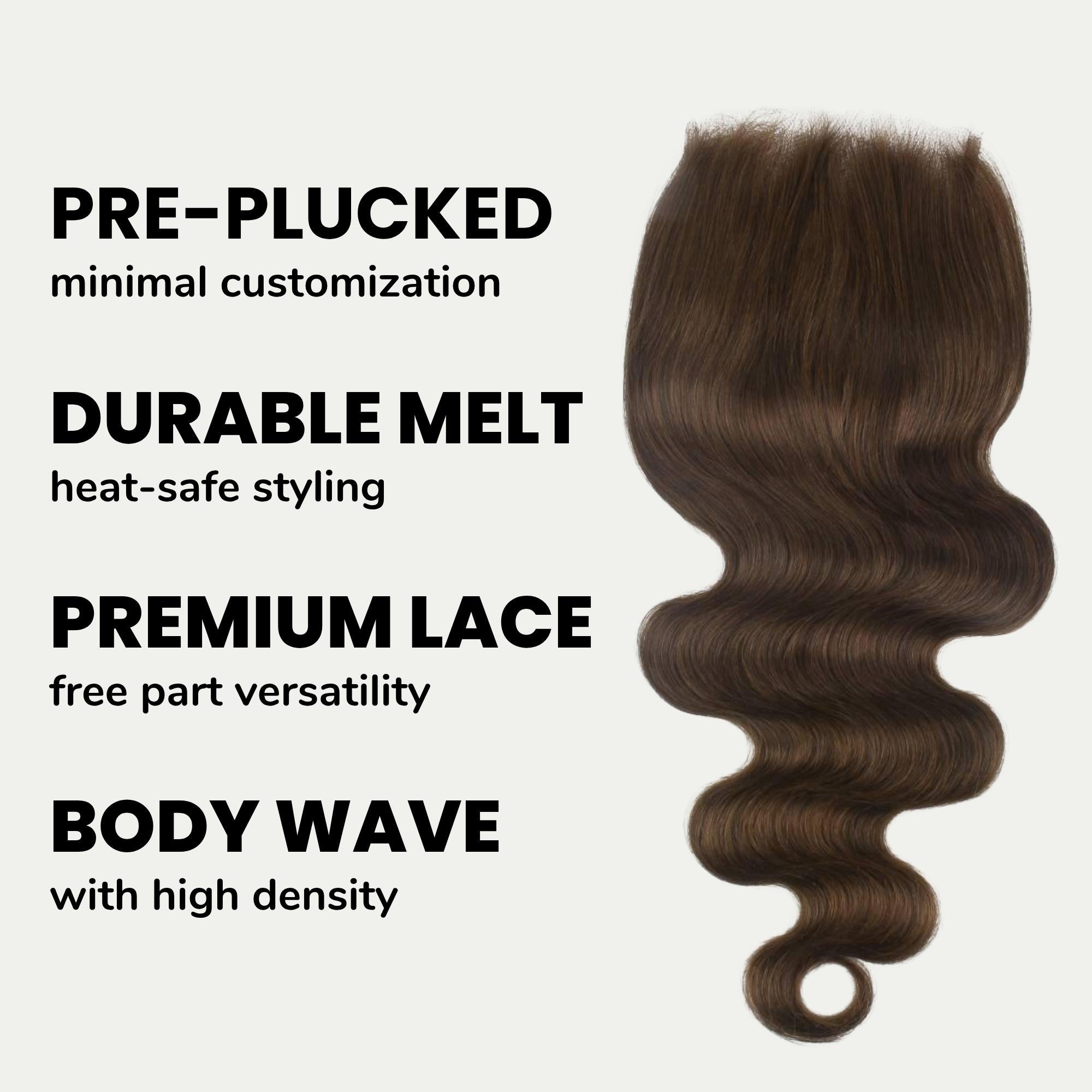 Medium Brown Body Wave 5x5 HD Lace Human Hair Closure