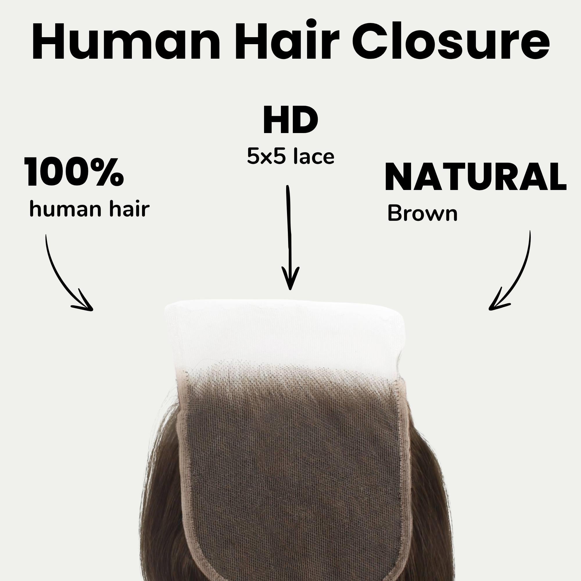 Medium Brown Body Wave 5x5 HD Lace Human Hair Closure