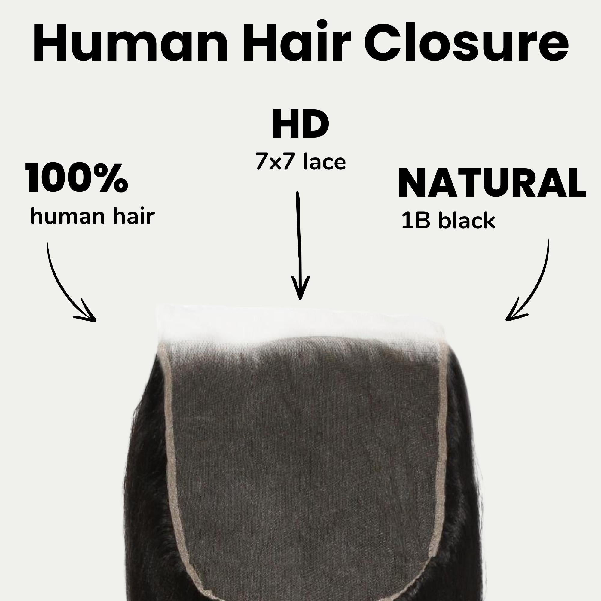 Yaki Straight 7x7 HD Lace Human Hair Closure